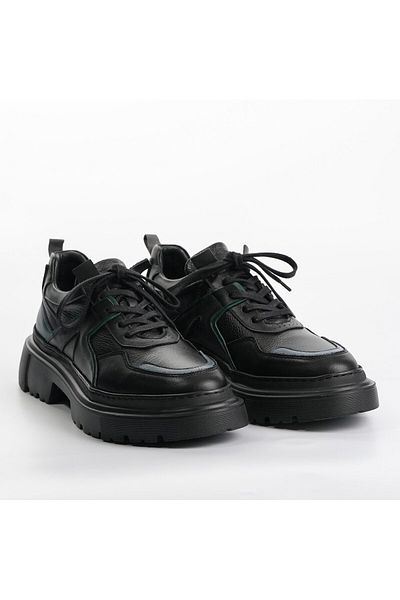 TETRİ Grayton Model Genuine Leather Handmade Men's Black Casual Shoes - Men's Black Casual Shoes