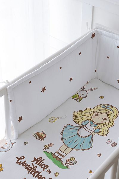 Tuğba Kuğu Baby Bedside Protector and Printed Sheet Sleeping Set - İconic Series - Alice's Party