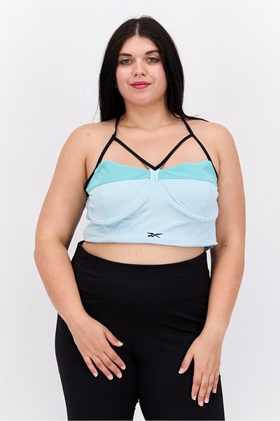 Reebok حمالة صدر رياضية مبطنة قليلاً، للنساء بمقاسات كبيرة، فيروزي