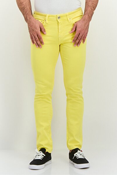 GAS Men Skinny Fit Plain Stretchable Sax Jeans, Yellow