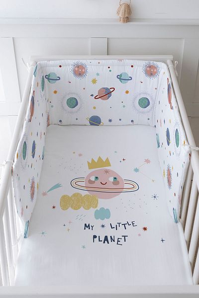 Tuğba Kuğu Baby Bedside Protector and Printed Sheet Sleeping Set - Iconic Series - Cute Pink World
