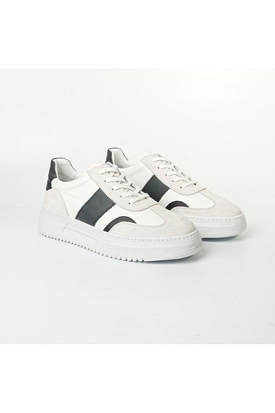 TETRİ Missouri Model Genuine Leather Handmade Men's White Sneakers