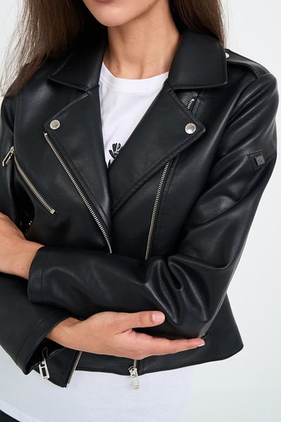 Lee Cooper Women's eco-leather jacket with pockets and logo