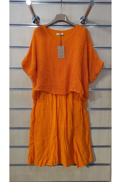 Park Moda Italian Cotton Dress with Mesh Detail