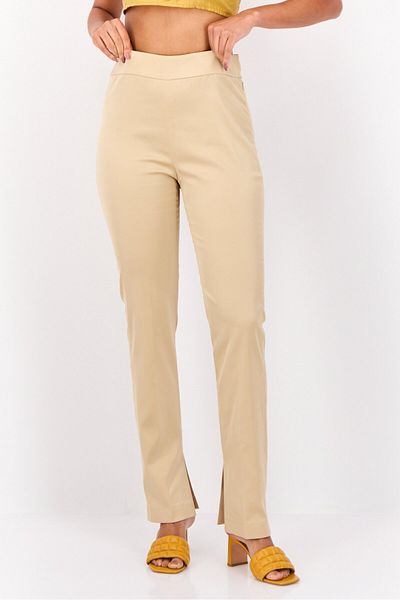 Esprit Women Regular Fit Solid Straight Leg Pants, Beige