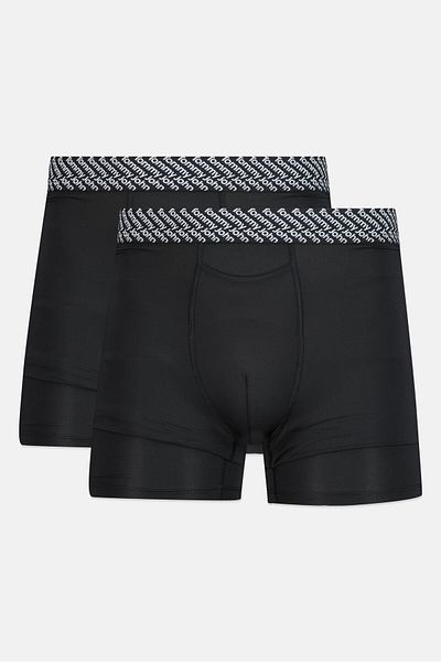 Tommy John Men 2 Pieces 8 inseam Brand Logo Boxer Briefs, Black
