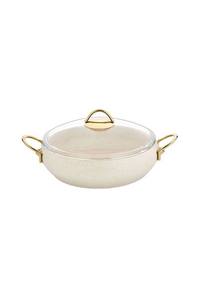 lavonni 30 cm Cream Colored Flat Pot - Granite Hot Pot