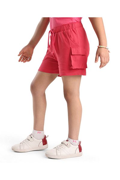 Honeyhap Honeyhap Cotton Knit Mid Thigh Length Shorts with Pockets - Red