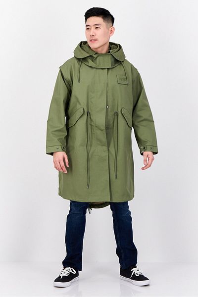 Esprit Men Plain Trench Coat Jacket, Olive