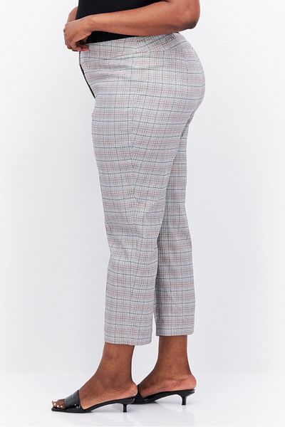 Kasper Women Plus Size Plaid Straight Leg Pants, Grey Combo