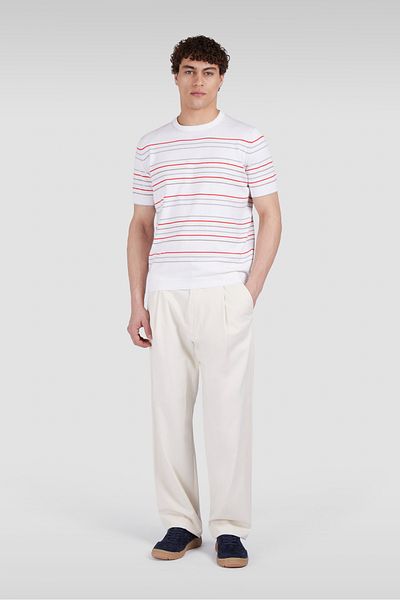 PAUL&SHARK Men's Crew Neck Short Sleeve Colorful Line Pattern Multicolor T-Shirt 25411532 -162