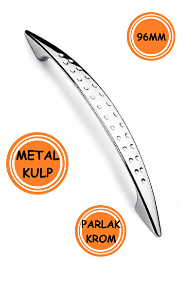 TURGUTLAR 5 Adet 96 Mm Saten Gri Noktalı Krom Kulp Mobilya Dolap Çekmece Kulp...