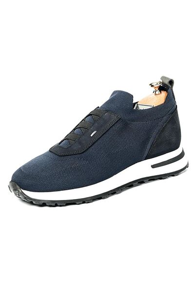 TETRİ Roksane Model Men's Navy Blue Knitwear Sneaker - Genuine Leather Handmade