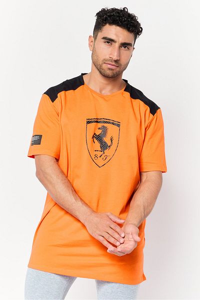 Scuderia Ferrari Men Sportswear Fit Short Sleeve Running T-shirt, Orange