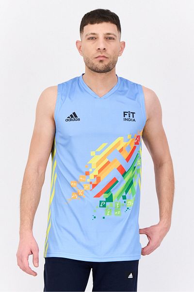 adidas Men Sportswear Fit Sleeveless Basketball Jersey, Blue
