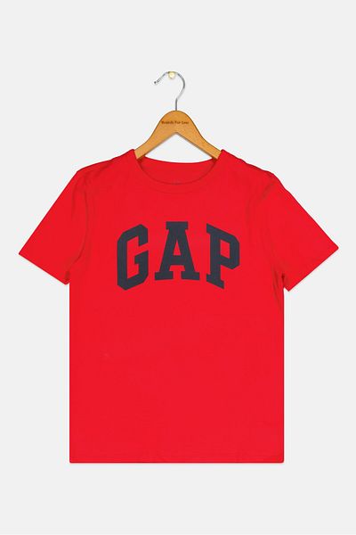 GAP Kids Boy Round Neck Short Sleeve Brand Logo T-shirts, Red