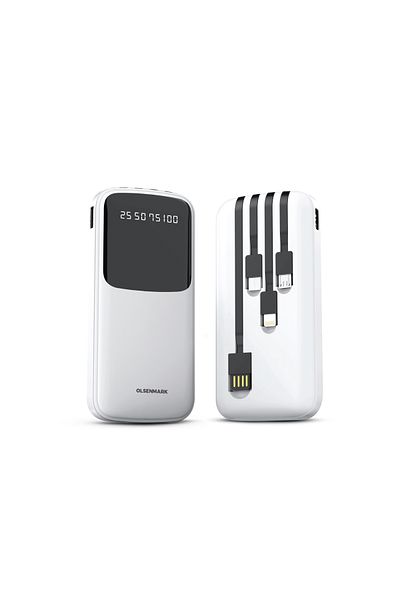 Olsenmark Power Bank 10000mAh Quick Charge OMPB1819 Battery 4 Types of Cables