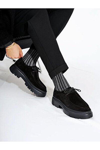 TETRİ Alviso Longo Model Hakiki Deri El Yapımı Erkek Siyah Süet Casual Ayakkabı