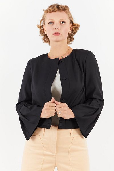 Strenesse Women Regular Fit Solid Long Sleeve Blazer, Black