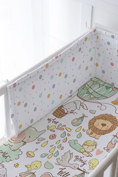 Tuğba Kuğu Baby Bedside Protector and Printed Sheet Sleeping Set - İconic Series - Cute Zoo