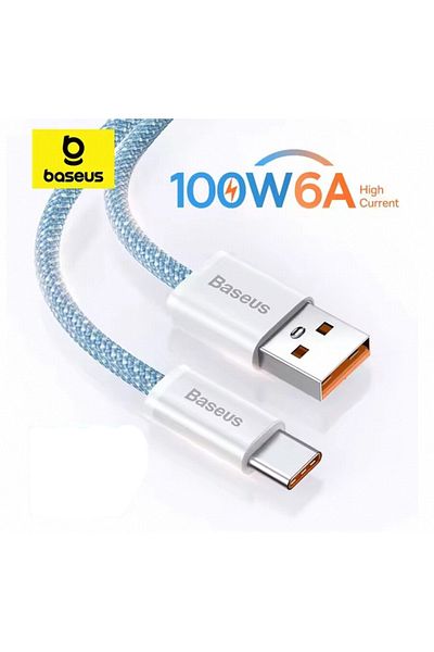 Baseus 2m Light Blue Baseus 100w Usb A To Usb C Cable Usb-c Pd Fast Charging Charger Wire Cord For Huawei S
