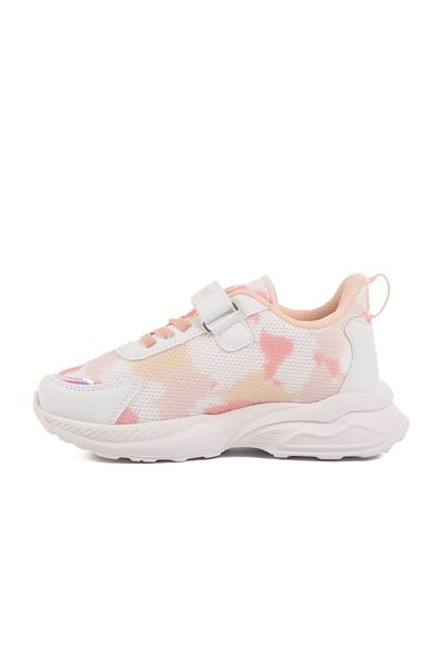 AYAKMOD Pantofi sport pentru fete cu plasă cu velcro alb pudra Ruffon F