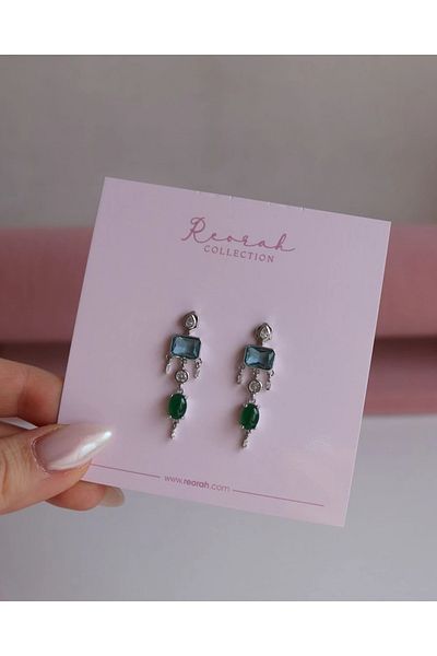 Reorah Collection Royal Forest Sea Earrings-Blue Green Stone Dangle Earrings