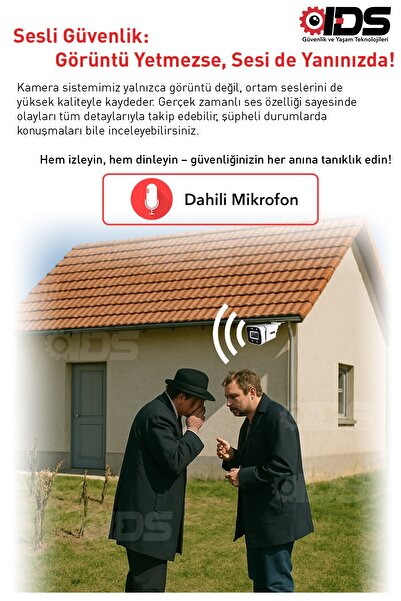 IDS SESLİ - 5 KAMERALI FULLHD GECE RENKLİ VE IŞIKLI GÜVENLİK KAMERASI - KAMERA SETİ 2TB DİSK