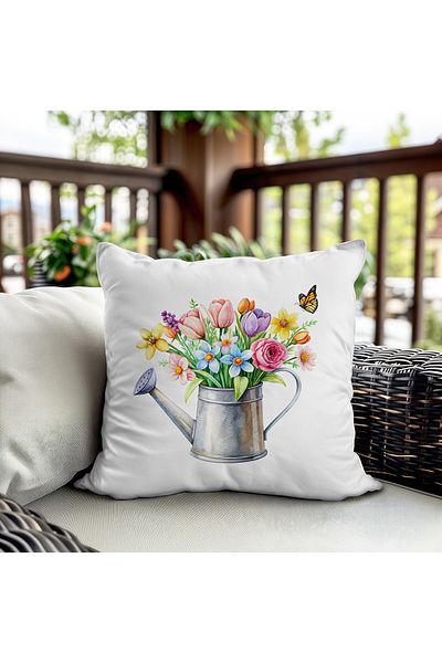 Evmila Husa de perna din catifea cu tema primavara 43x43 Cm Imprimare pe doua fete