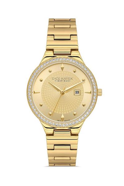 Dice Kayek Dk.1.Ag1372.Ga4-07 5 Atm Water Resistant Steel Cord with Stone Design Gold Color Kadi