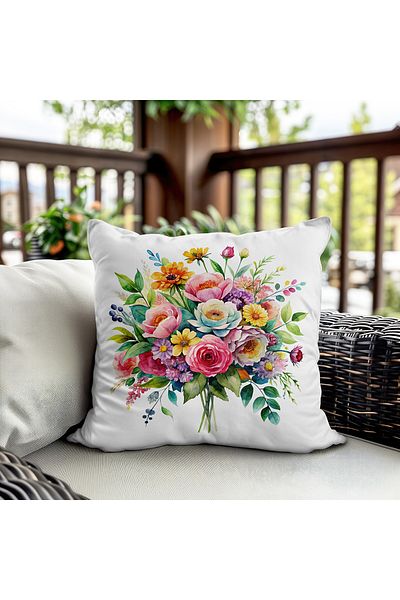 Evmila Husa de perna din catifea cu tema primavara 43x43 Cm Imprimare pe doua fete