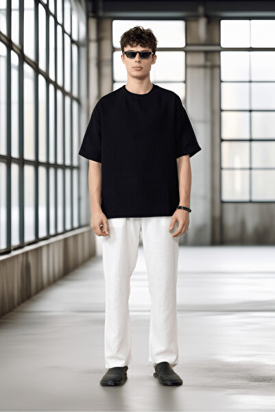 Valiberta Ανδρικό T-Shirt Άνετο Μουσελίνα - Μαύρο