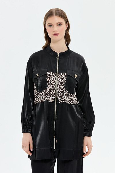 MÜSEMMA Leopard Detail Belted Large Size Suit