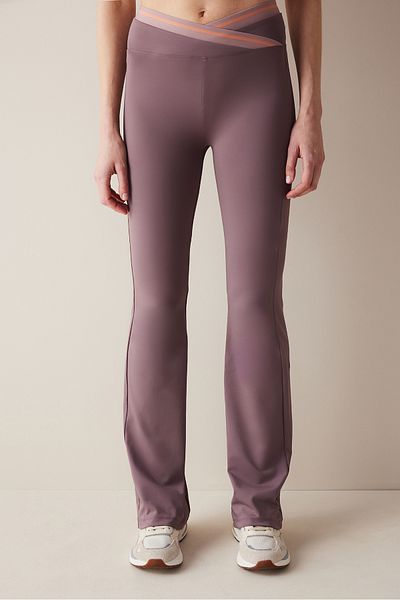 Penti Claret Red Flare Trousers - Crossed Waist, Slogan Flared Leg