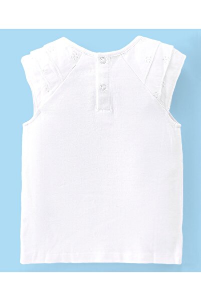 Babyhug Babyhug Cotton Knit Cap Sleeves Top & Layered Skirt With Floral Print - White