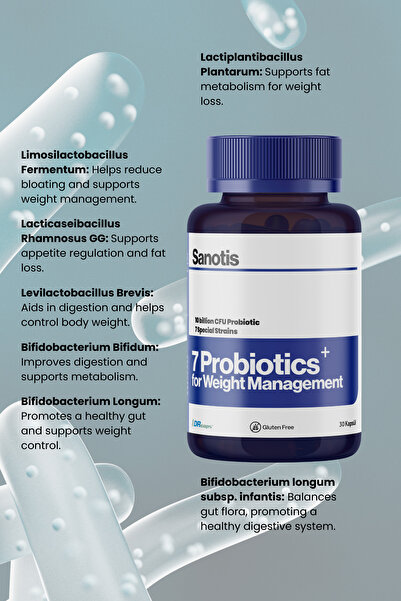 Sanotis 7 Type Probiotics For Weight Management Bağırsak Mikrobiyotası Ve Yağ Yakımı Probiyotik 30 Kapsül