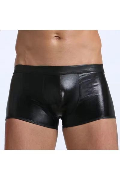 Lasirius Φανταχτερό δερμάτινο look Σέξι μαύρο ανδρικό μπόξερ, φανταχτερό στρινγκ
