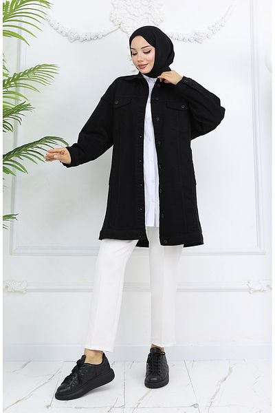 sefamerve Дънково яке Oversize 2746-01, Черно