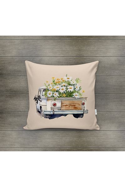 Evmila Husa de perna din catifea cu tema primavara 43x43 Cm Imprimare pe doua fete