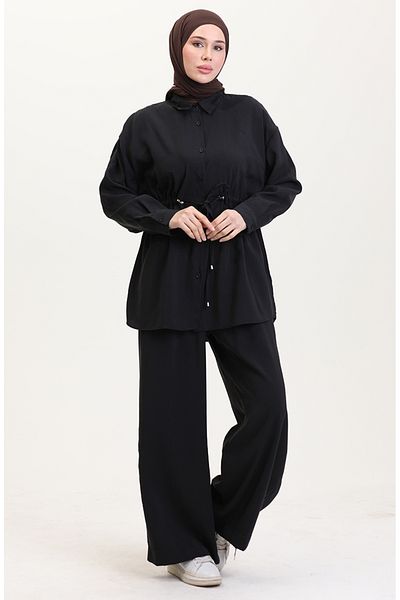 sefamerve Modal Fabric Tunic & Pantalon, Μαύρο 4064-05 Σετ