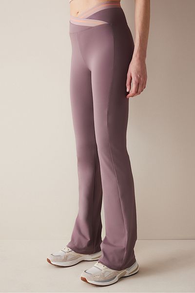 Penti Claret Red Flare Trousers - Crossed Waist, Slogan Flared Leg