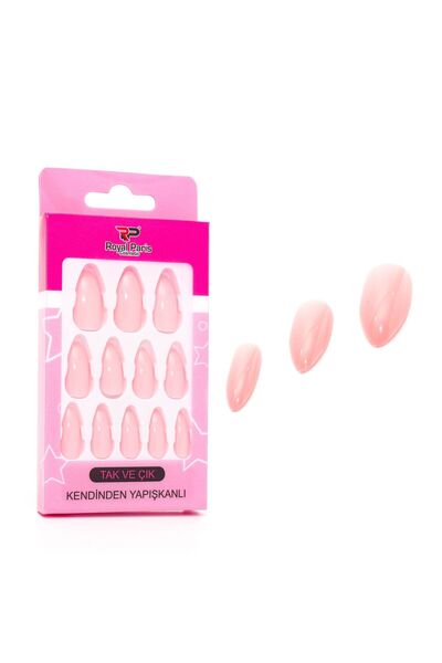 Qulaccia Tak Ve Çık Kendinden Yapışkanlı Nail Art Takma Tırnak PEMBE