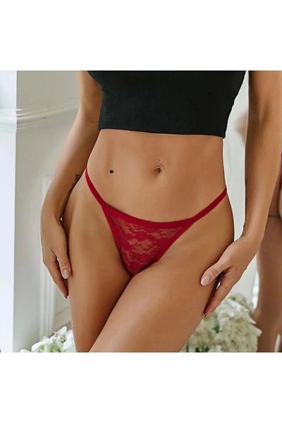Lasirius Fancy Red Lace Women's String, Thong