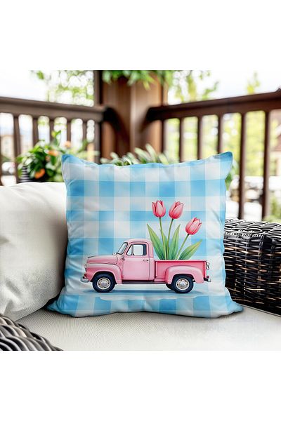 Evmila Husa de perna din catifea cu tema primavara 43x43 Cm Imprimare pe doua fete