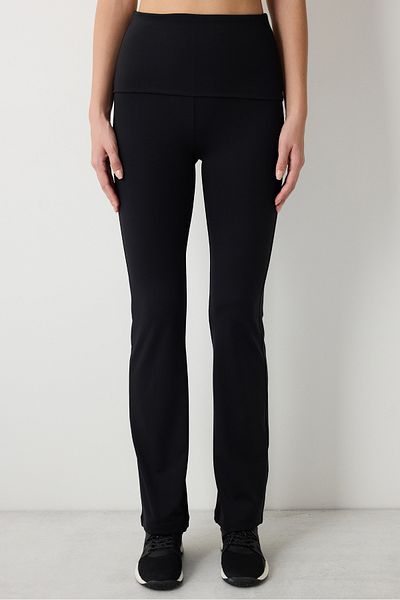 Penti Foldable Waist Flare Schwarze Hose