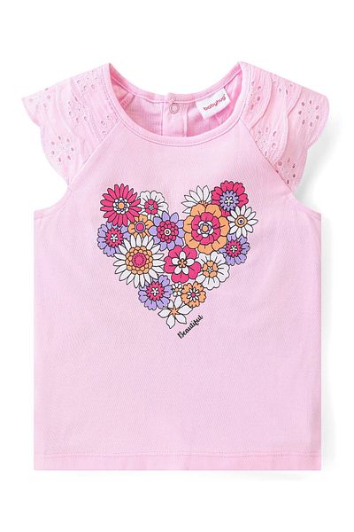 Babyhug Babyhug Single Jersey Knit Half Sleeves Top & Skirt Set with Floral Print - Multicolour