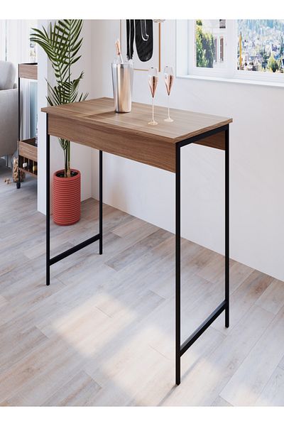 Art In Móveis Large dining table for living rooms with dark brown metal legs