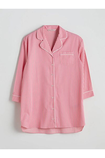 LC Waikiki Lcw Dream Shirt Collar Striped Women's Nightgown