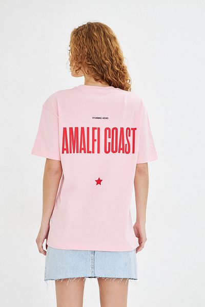The Champ Clothing Amalfi Coast Printed Oversize Women's Cotton Crew Neck Printed T-Shirt