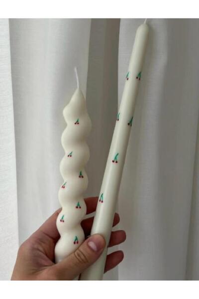 YABA 2 ADET KİRAZ DESENLİ MUM